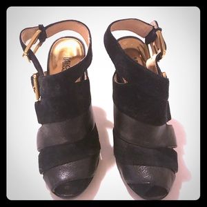 Peep toe booties heels